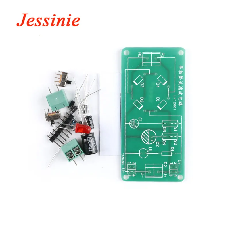 Single Phase Rectifier Filter Circuit Kit DIY AC DC 5V Welding Assembly Process Skills Teaching Practical Electronic Suit 1N4007