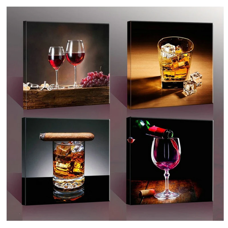 

4 Panel diamond painting Red wine 5d picture rhinestones diamond embroidery mosaic kitchen wall stickers cross stitch kitZP-1330