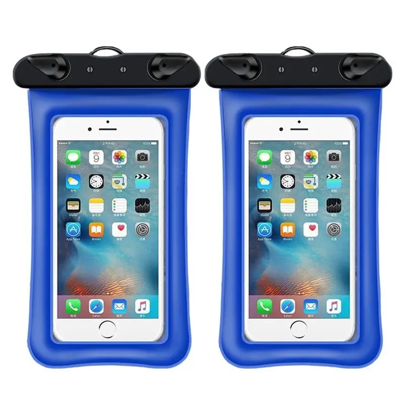 2pcs Mobile Phone Waterproof Bag Drift Diving Thick Barrier-Free Transparent Waterproof Mobile Phone Case Protect for Bath Swim