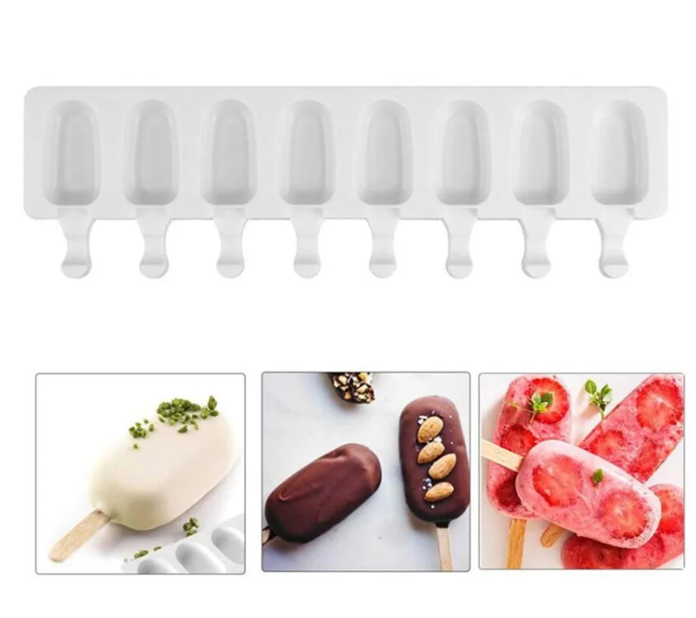 

5pcs/lot 8 Hole Silicone Ice Cream Mould Ice Cube Tray Popsicle Barrel Diy Mold Dessert Ice Cream Mold