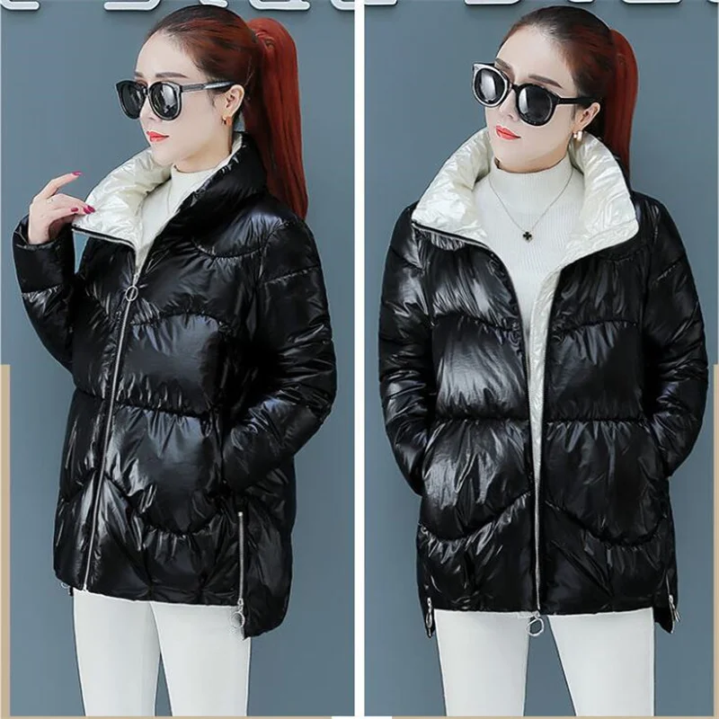 Disposable Cotton Coats Down Padded Jacket Women Short Outwear  Korean Loose Student Parker Patchwork Winter Warm Zipper Coats