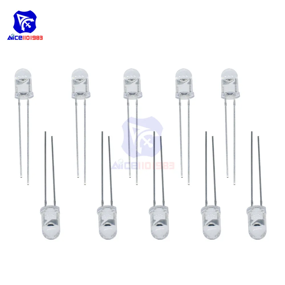 Diymore 10 قطعة/الوحدة 5 مللي متر 850nm الأشعة تحت الحمراء 2 دبوس الصمام الثنائي مصباح للكاميرا ليلة الإصدار #4