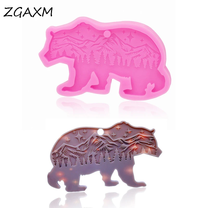 

ZG1002 New Forest Bear Keychain Silicone Molds Handmade Jewelry Mould Kitchen Cake Baking Tools Chocolate Clay Molds