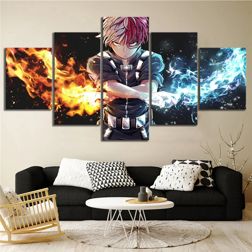 

5 Panel Anime Poster My Hero Academia Wall Artwork Canvas Printed Home Decoration Painting Modular Picture For Living Room Frame