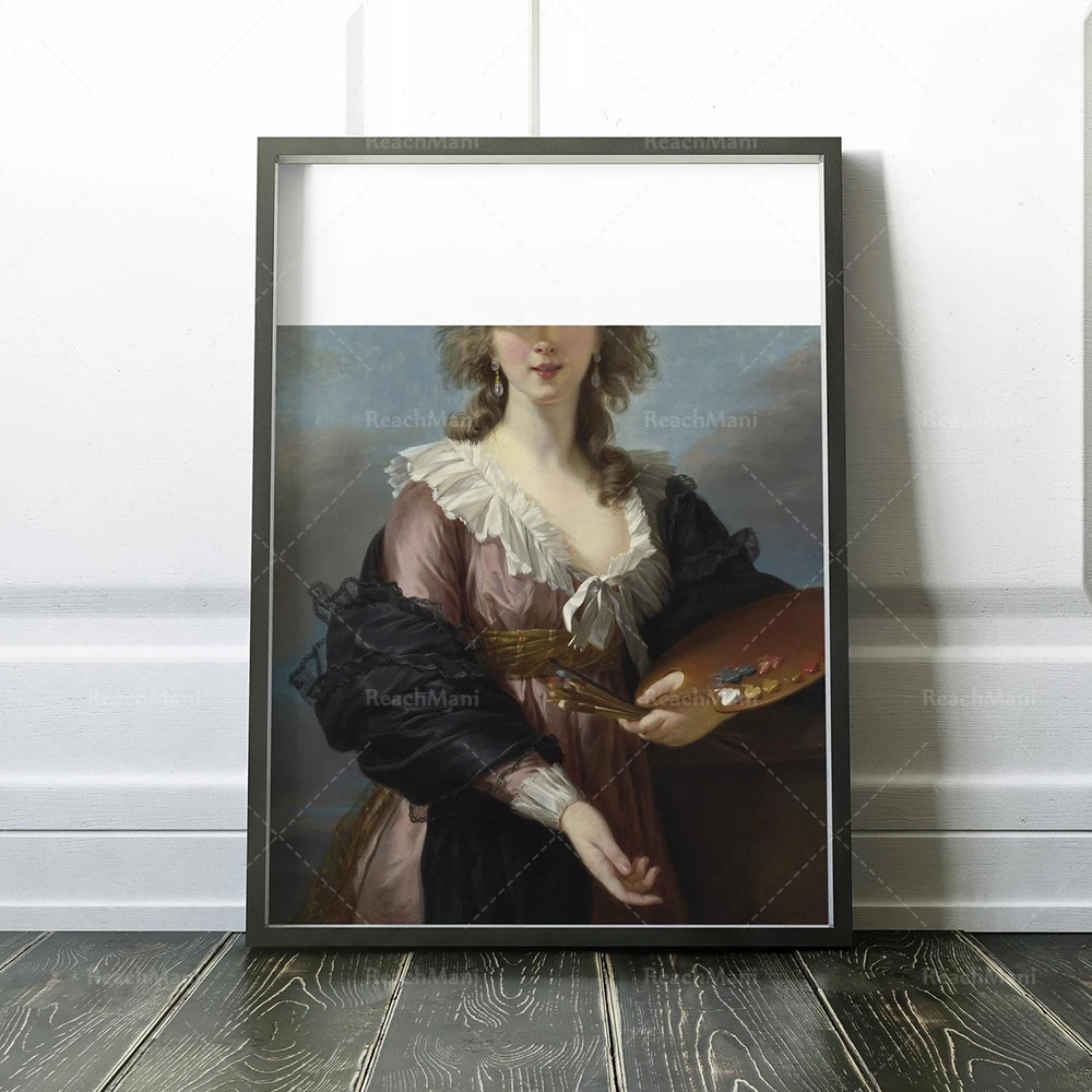 Dipped Wall Art, Altered Vintage Portrait Eclectic Printable Surreal Rococo Baroque Feminine Oil Painting Maximal Art Print
