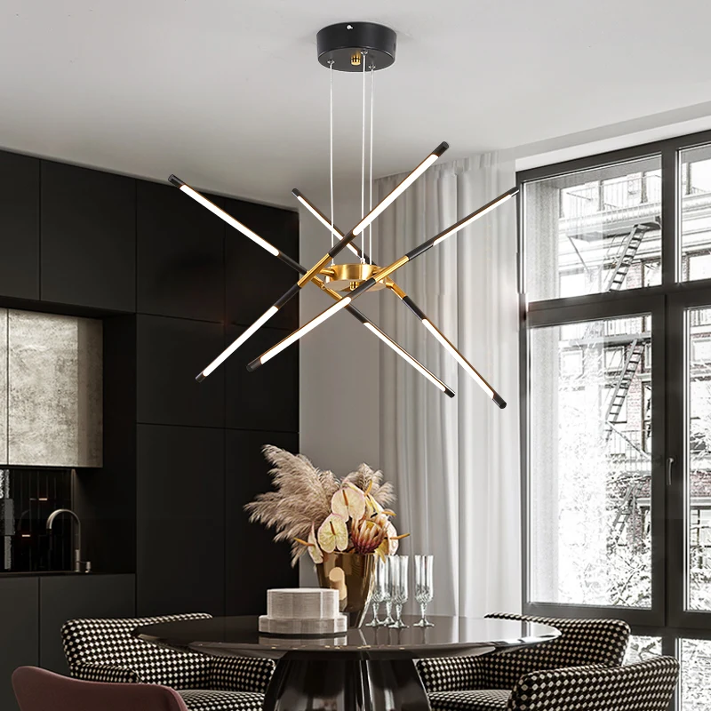 Nordic light chandellier Modern For Dining Room Kitchen LED black and gold chandelier Creative Simple Design suspension light