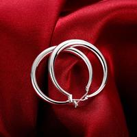 925 Sterling Silver 33mm Big Circle Round Hoop Earring For Women Unusual Earrings 2022 Trend Christmas Jewelry