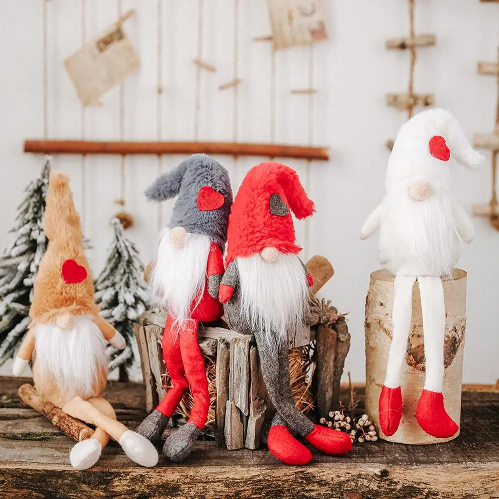 Christmas Plush Forest Man Doll Long Legs Sitting Posture Christmas Decor Doll Pendant Home Ornaments Doll Santa Claus Pendant