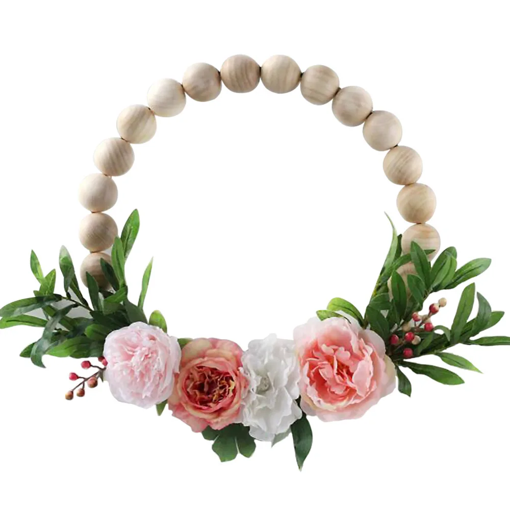 Decorations DIY Leaf Artificial Flowers Wall Hanging 30x40cm Linen Foam Hemu Beads 11.8Inch Party Home Supplies Peony Wreath