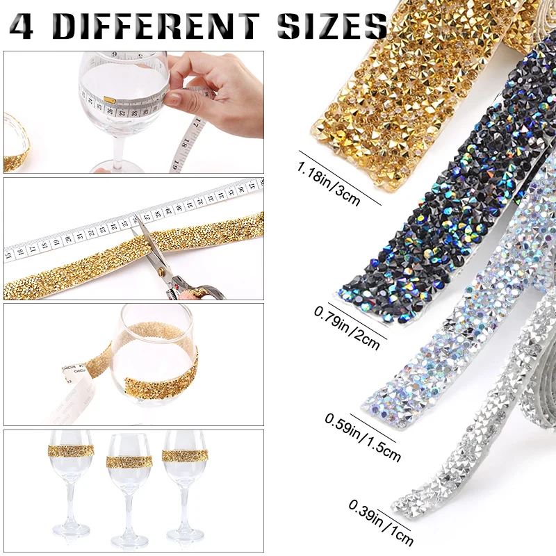 Self-adhesive Resin Rhinestone Trim Glitter Crystal Strass Tape Chain Rhinestones Chain For DIY Shoes Car Clothing Decorations