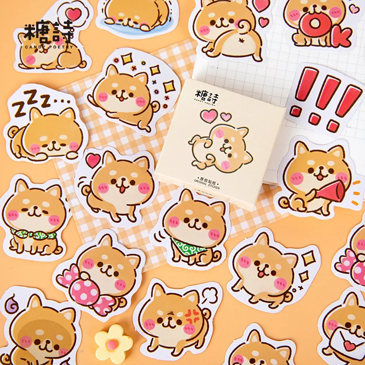 45 Pcs Kawaii Stickers Set Washi Scrapbooks Sticker Set Cute Dog Diy Decorative Stickers Diy Label For Gift Box Packing Album