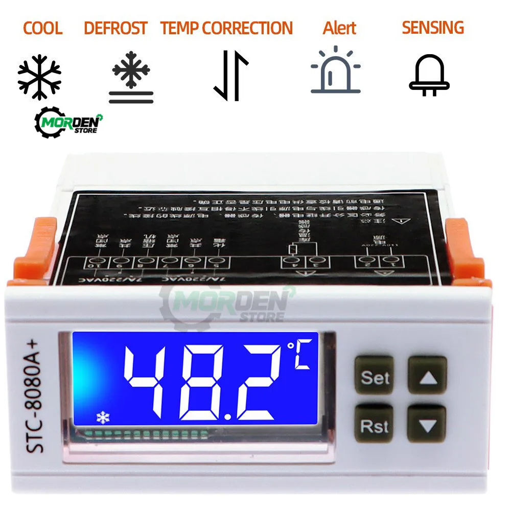 AC110-220V DC12/24V STC-8080A+ Refrigerator Thermostat Temperature Controller Refrigeration Defrost Timer Single Probe