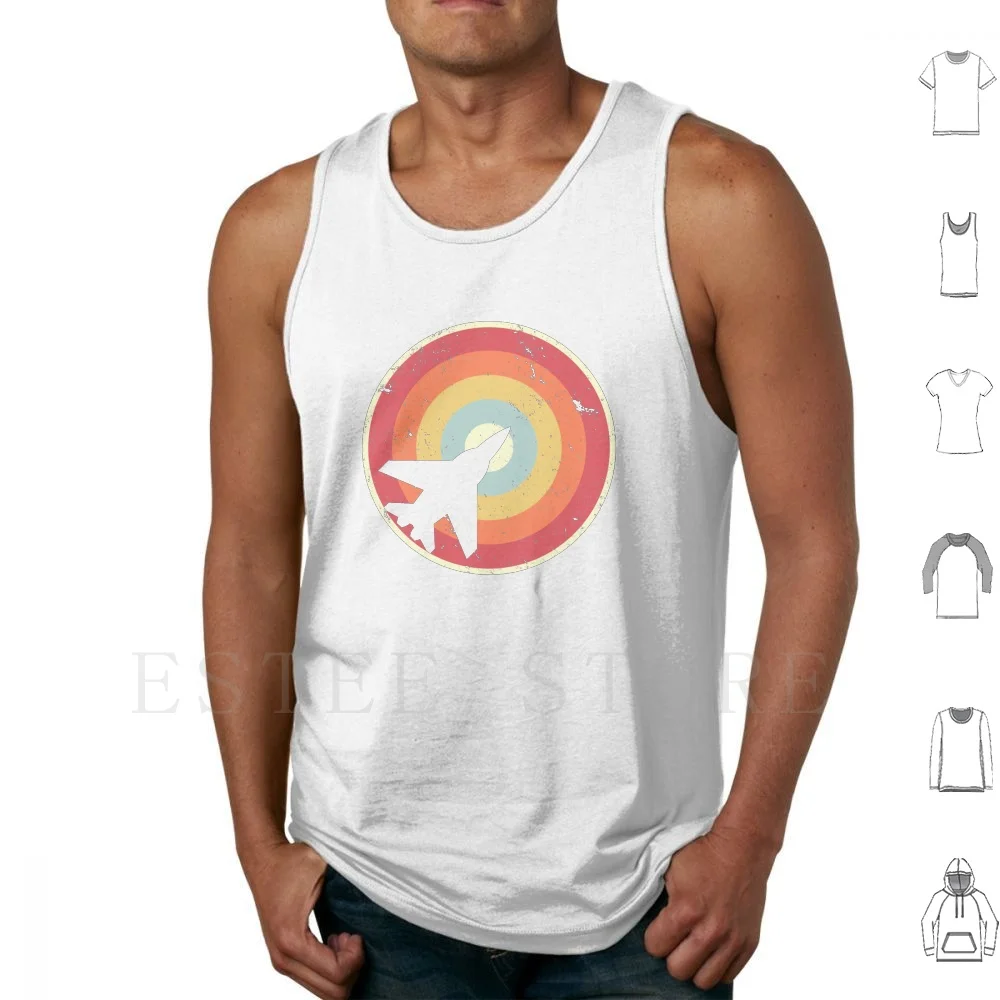 Fighter Jet Print. Retro Style Military Graphic Tank Tops Vest Military Fighter Pilot Fighter Jet Army