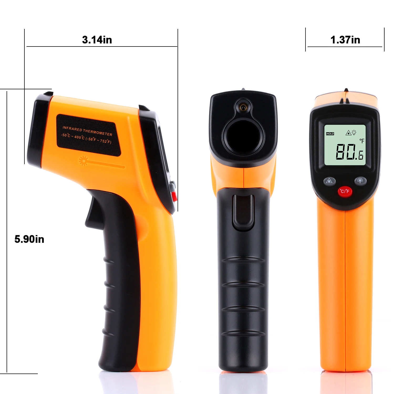 RZ Infrarot Thermometer Digital Non-Kontakt Laser Temperatur Sensor Controller -50-400 ℃ /-58-752 ℉Digital Handheld Pyrometer