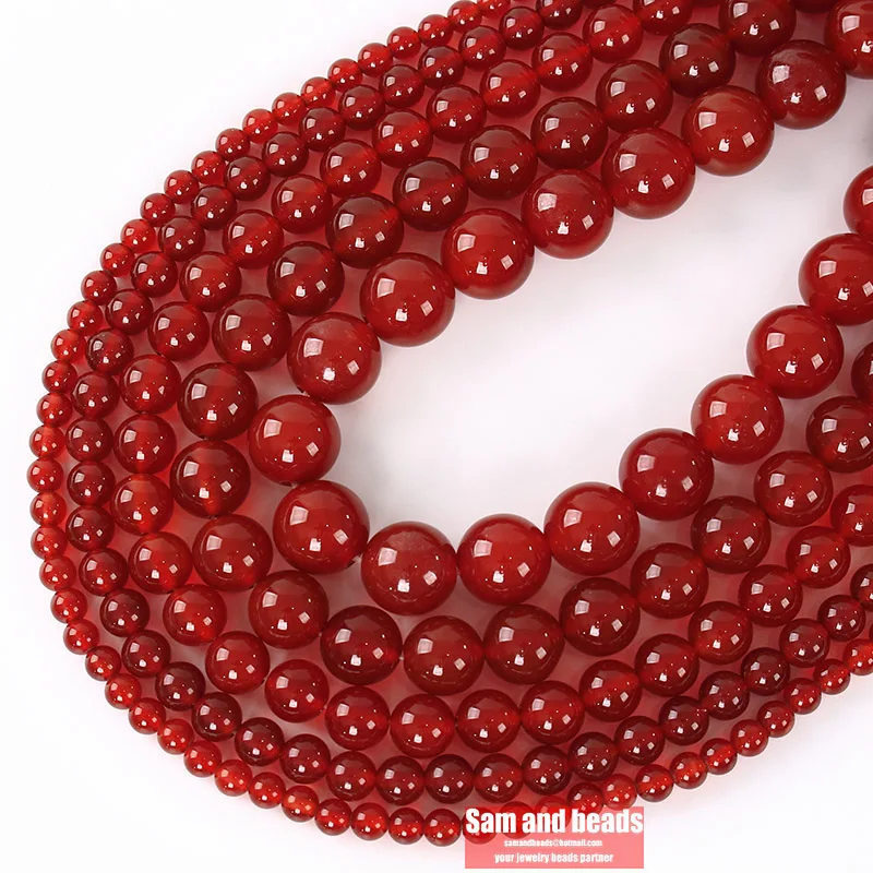 Natural 5A Red Agates Stone Beads Round Carnelian Onyx Loose Beads For Jewelry Making DIY Bracelets Necklace 15\'\' 4/6/8/10/12mm