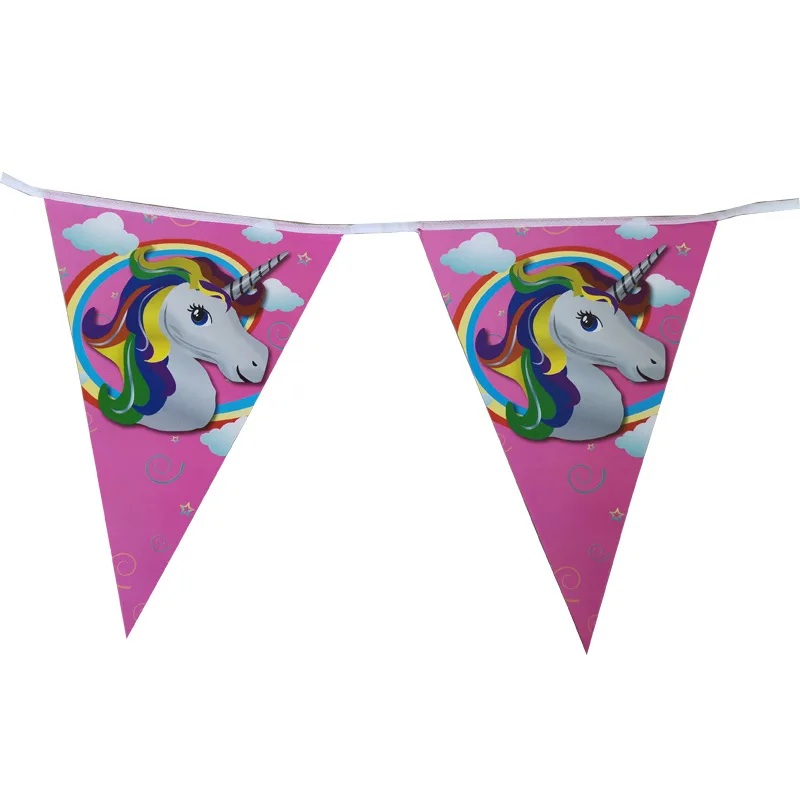 2.5M 10 Unicorn Paper Flag Girl Birthday Party Bunting Banners Baby Shower Unicorn Garland Wedding Event Party Pennant DIY Decor