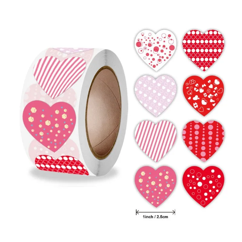 500 Stuks Rood Hart Label Seal Sticker Scrapbooking Gift Verpakking Valentijnsdag Sticker