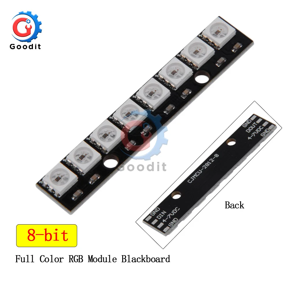 White / Black WS2812 5050 RGB LED Lamp Panel Module 5V 8-Bit Rainbow
