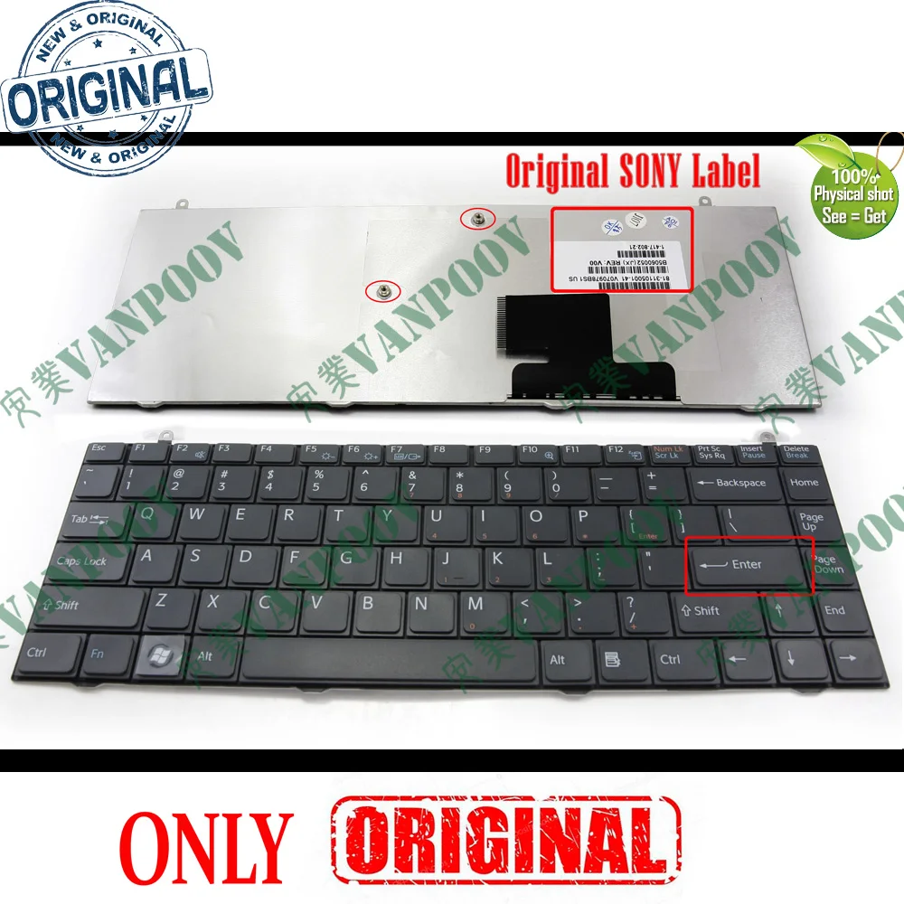 New US Notebook Laptop Keyboard for Sony Vaio VGN-FZ FZ440E PCG-391T PCG-381T PCG-38CP Black 141780221 V070978BS1 81-31105001-41