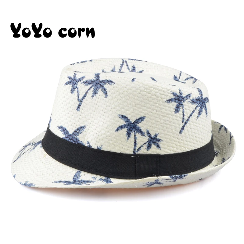 YOYOCORN Hot Sale Summer Straw Sun Hat Kids Beach Sun Hat Trilby Panama Hat Handwork For Boy Girl Children 4 colour