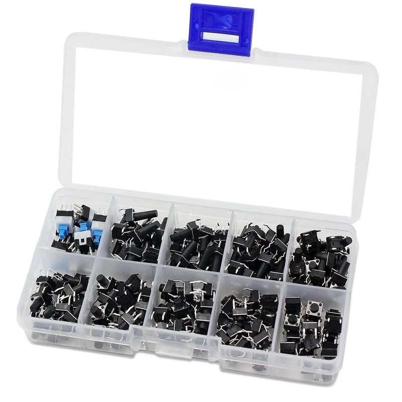 10 Values 180PCS Tactile Button Switch Mini Momentary Push Button Switch Assortment Kit