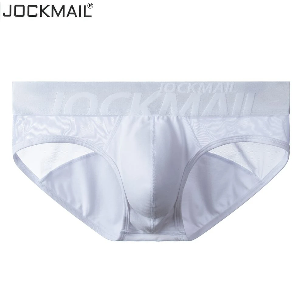 JOCKMAIL Sexy Gay Men Underwear Briefs Cotton Breathable Bikini Panties Men Sexi Transparent Homme Jock Straps Slip White Black