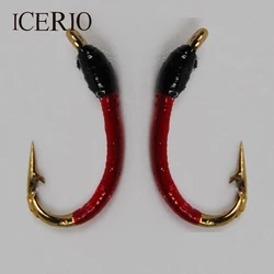 ICERIO 6PCS Red Body Larva Nymphs Trout Fly Fishing Lures #14