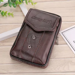 Multi-Functional Men's Construction Site Farmland Sports Bag Running Bag Leather Leather Belt Large Capacity Smoking Purse Phone