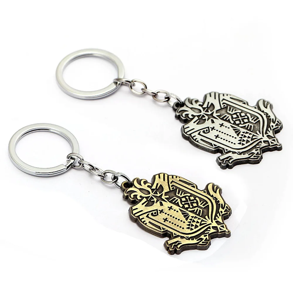 Game Monster Hunter Metal Keychain Hunter Guild Badge Dog Tag Keyring Key Chain Women Men Figure Model Toy