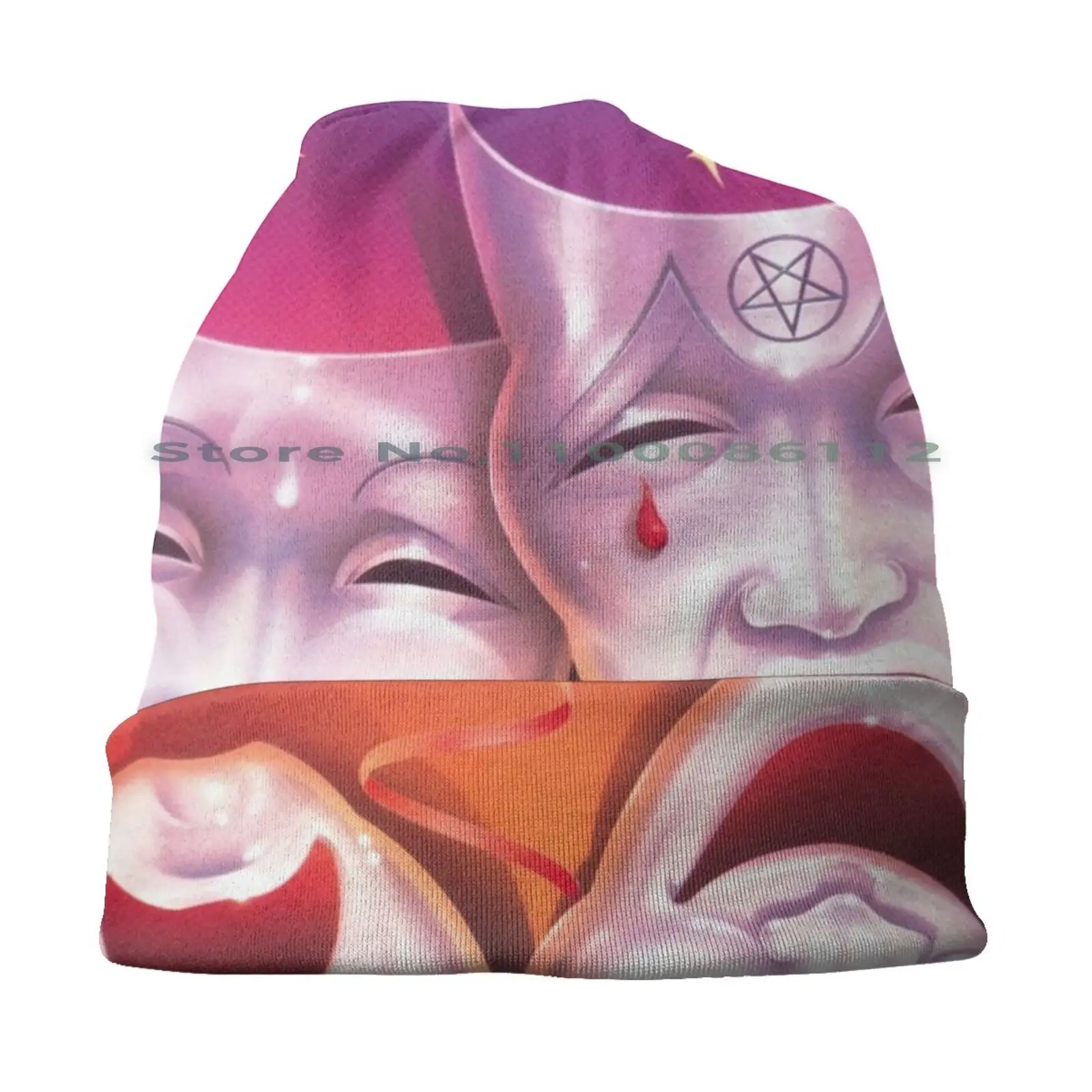 Illustration Vectorized Art New Theatre Of A Pain Crue-1985 Colorful Vector Motley-21 June Art Design Beanies Knit Hat