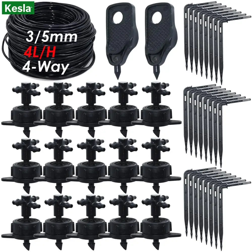 KESLA 4L/H arrow drip system emitter 4-way drip arrow Dripper Greenhouse Irrigation system water drop garden 40sets 20sets 10set