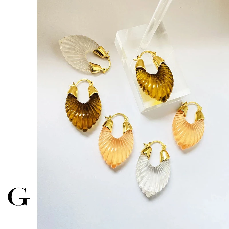GHIDBK U-Shaped Resin Earrings For Women Girls Ins Cold style Summer Chic Style Earrings Exaggerated Female Earring Gift