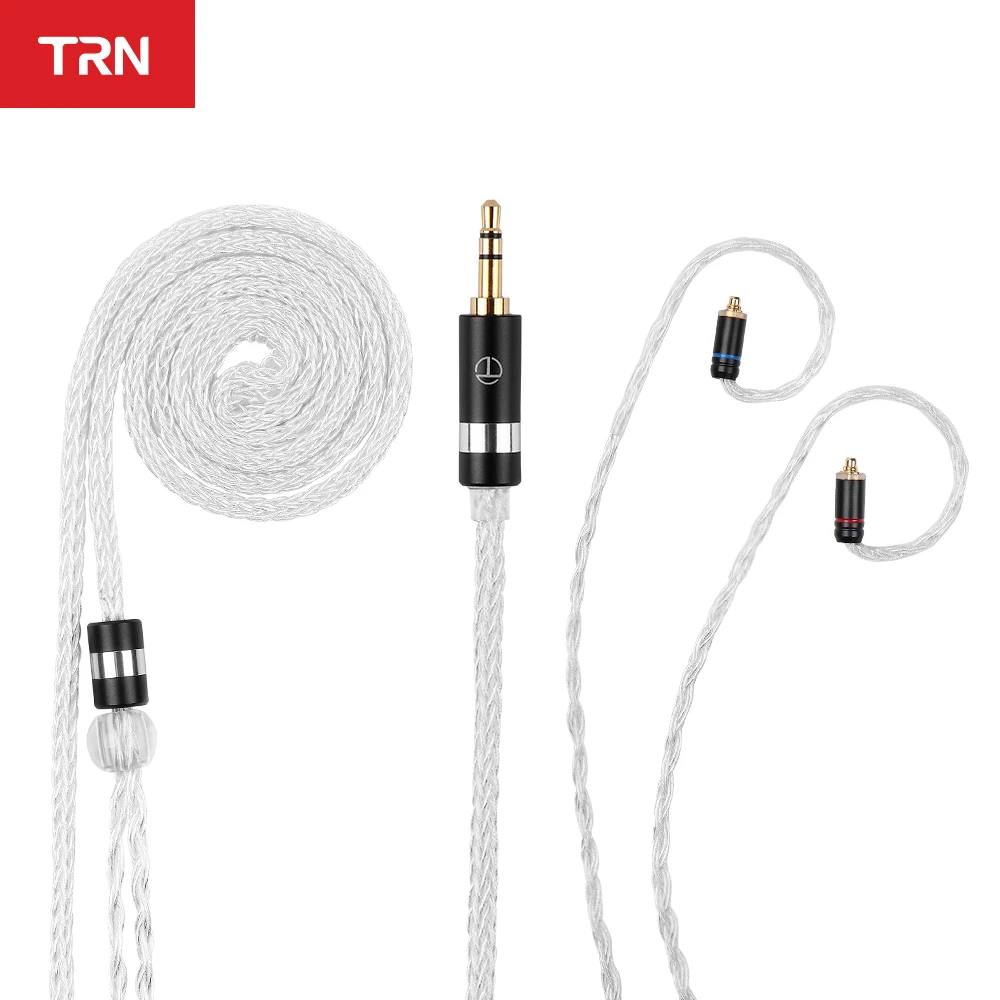 TRN T6 16Core Silver Plated OCC Copper Litz /3.5MM with MMCX/2PIN Connector Upgraded Cable Earphones Cable for TRN VX V90S BA8