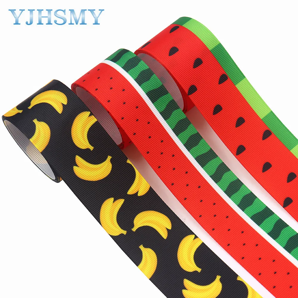 5 yards 1-1/2 Fruit watermelon banana pattern printing heat transfer ribbon webbing threaded ribbing ribbon mobile phone lanyard