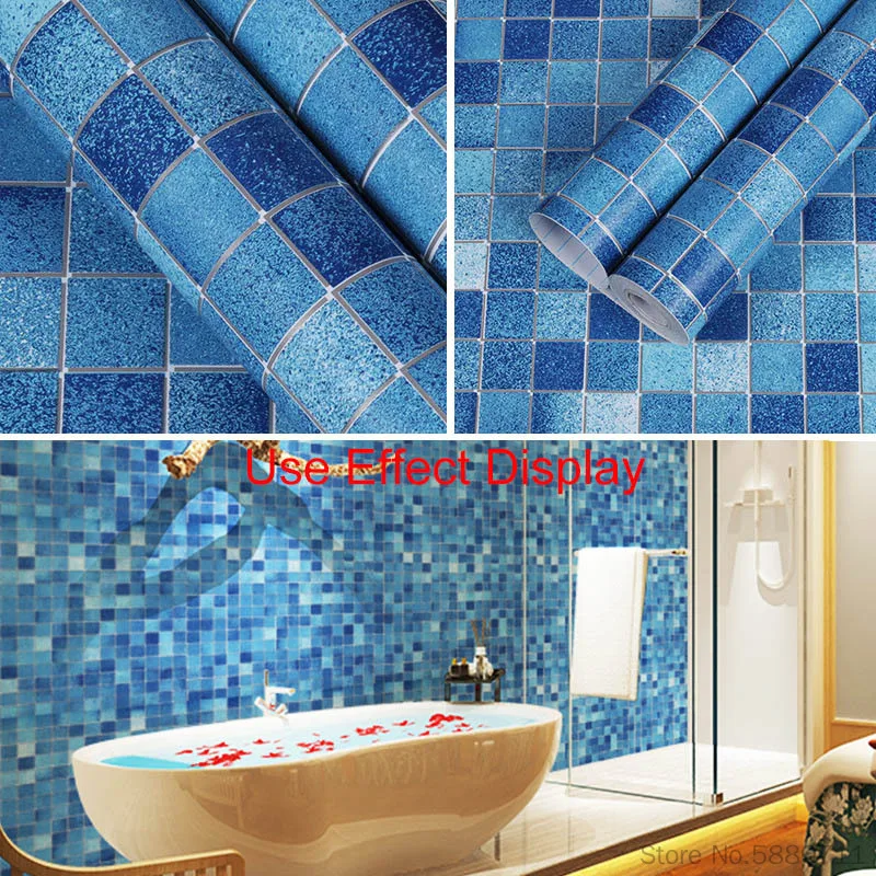 

Bathroom Wall Sticker PVC Wallpaper Kitchen Mosaic Tile Sticker Waterproof Plastic Self Adhesive Vinyl Wallpaper Home Decoration