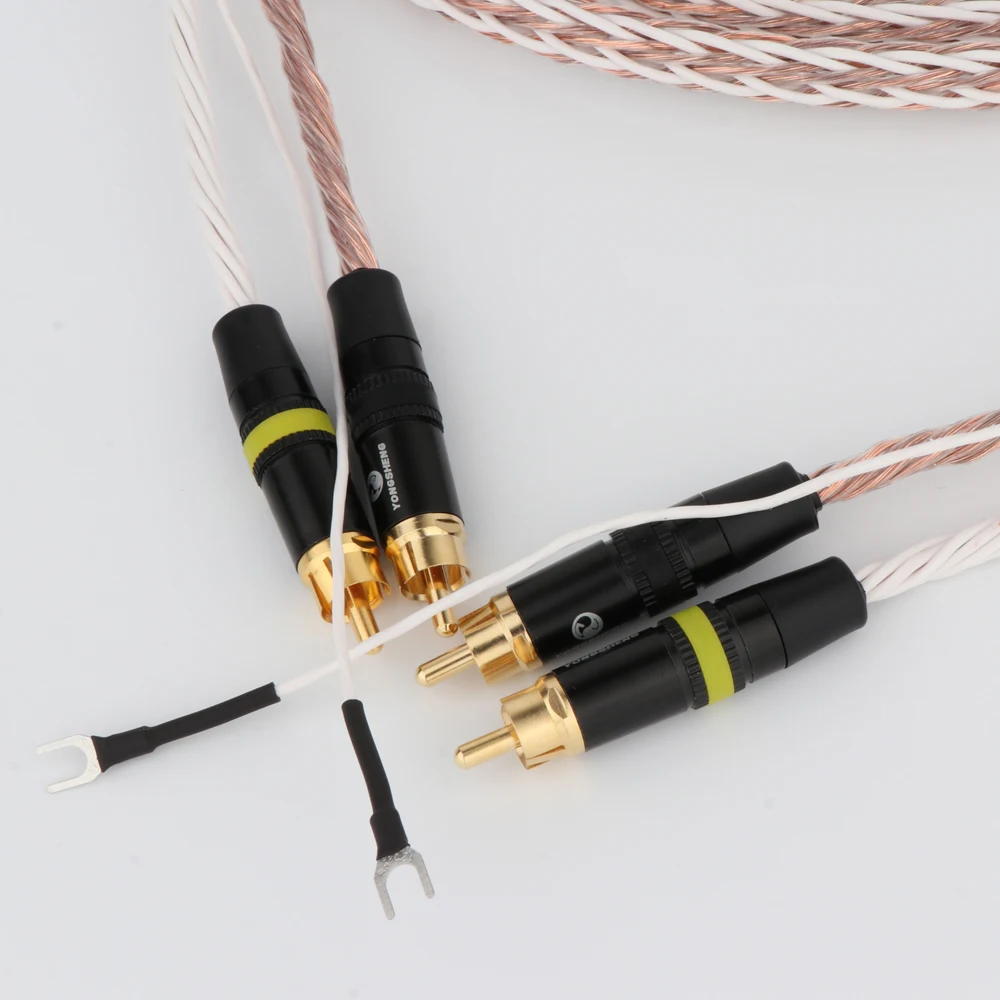 Imagem -03 - Único Cristal Cobre 2rca para 2rca Aterrando u Shopper Aterrando Plug-in Áudio Phono Tonearm Cabos