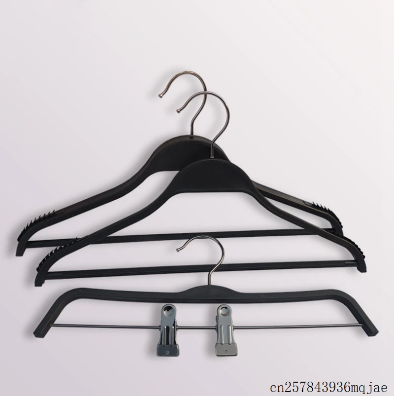 

50Pcs Black Plastic Hangers Clothes Coat Hanger Non-slip Storage Rack Hangers for Home Use