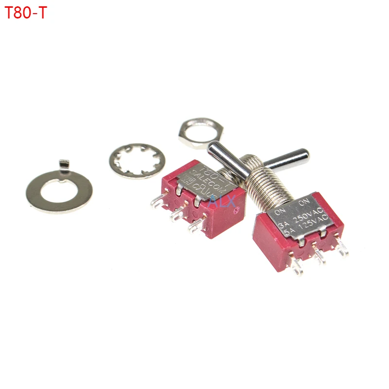 2PCS SH T80-T T8013-SEBQ Locking Lever 3Pin 2Position ON-ON SPDT Toggle Switch Rocker Switch 6mm 3A/250VAC Self Locking