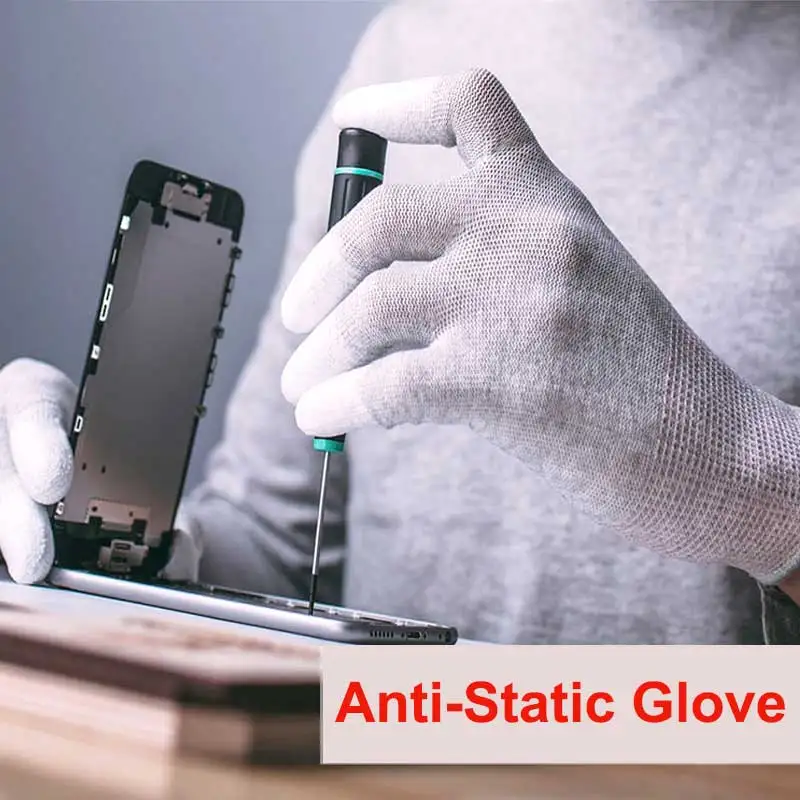 

24Piece/12Pairs Industry Electronic Anti-static Glove With Carbon Conductive Fibre PU Finger AntiStatic Protective Work Gloves.