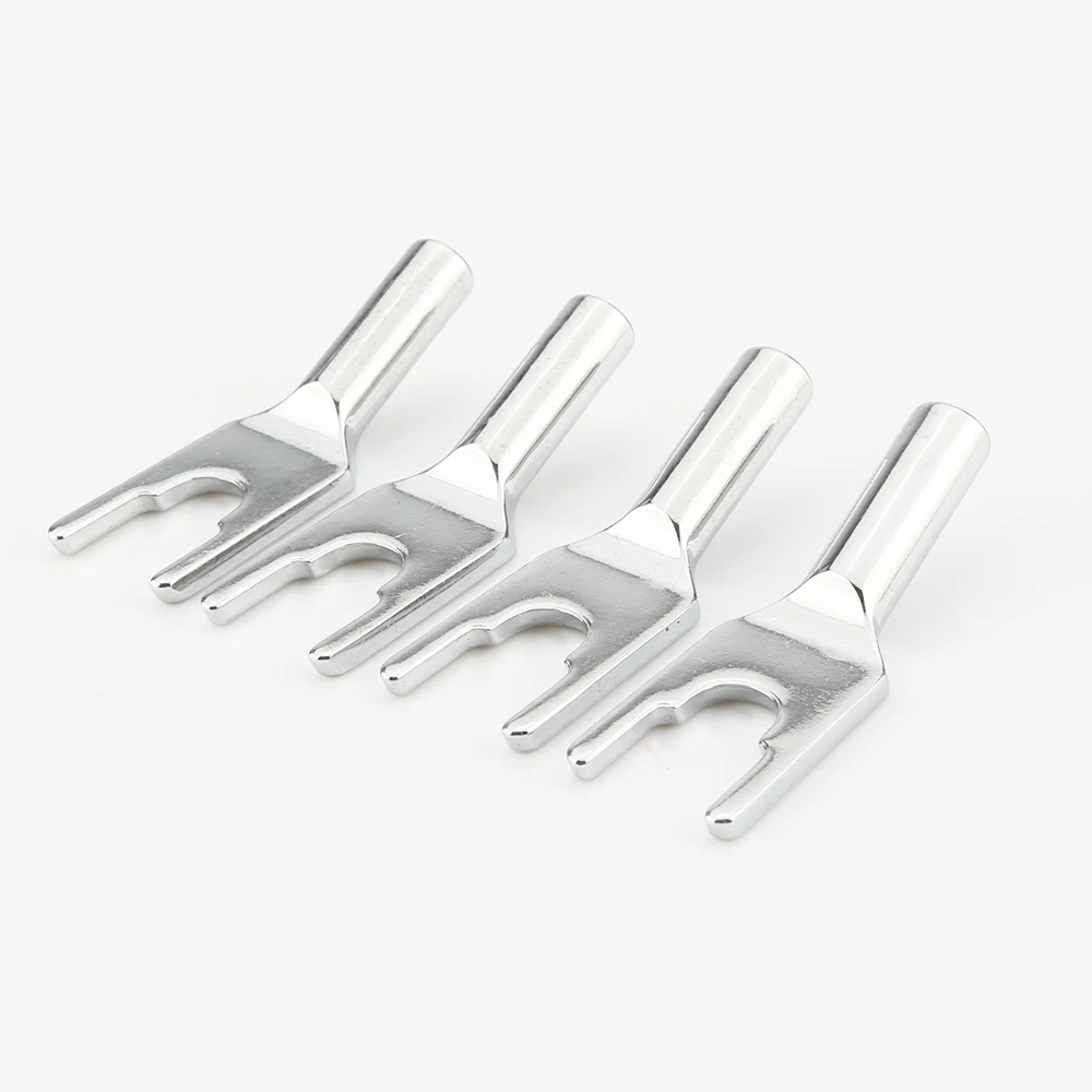 4pcs Audiocrast Rhodium plated spade Adapter Banana adapter to spade Rhodium plated Speaker cable adapter