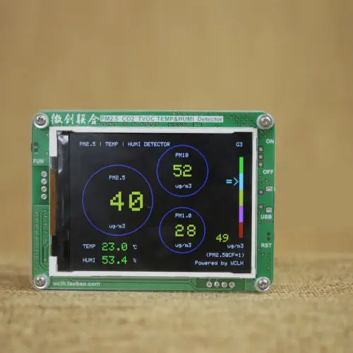 new2023 English version PM1.0 PM2.5 PM10 Detector, TEMP +HUMI TFT LCD, PMS3003