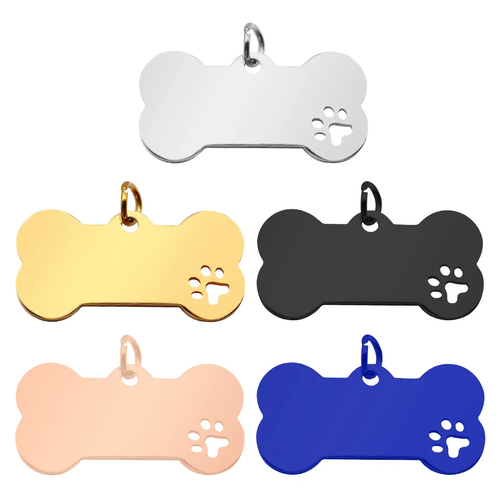 100PCS Stainless Steel Blank Dog Tag Anti-lost Engraved Pet Animal Collar Accessories Personalized Cat Puppy ID Plate Name Tags