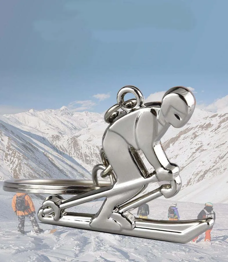 Skifahrer-Schlüsselanhänger Ski-Schlüsselanhänger Auto-Wettbewerb Athleten-Gedenkgeschenk Schlittenfahrten Metall-Schlüsselanhänger K4273 – Detail 3