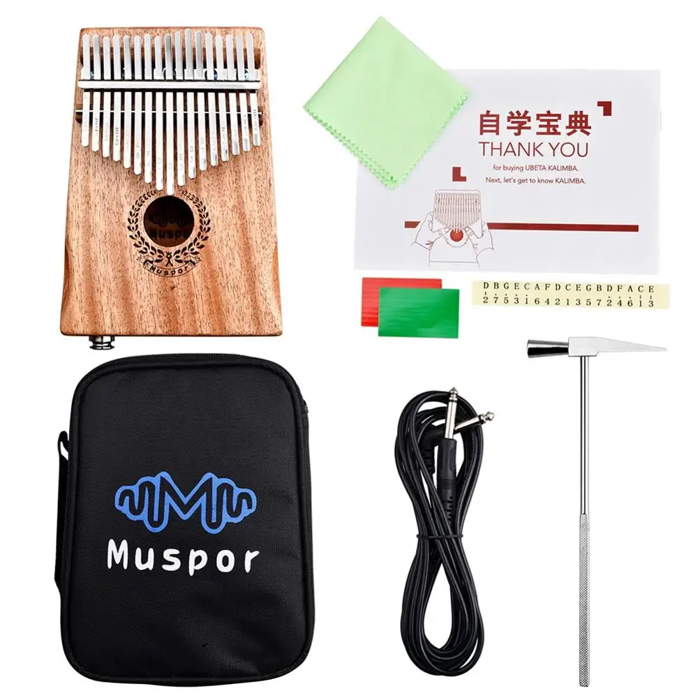 New 17 Keys EQ Kalimba Mahogany Thumb Piano Link Speaker Electric Pickup Bag + Cable 2019 Hot Musical Instruments Professional