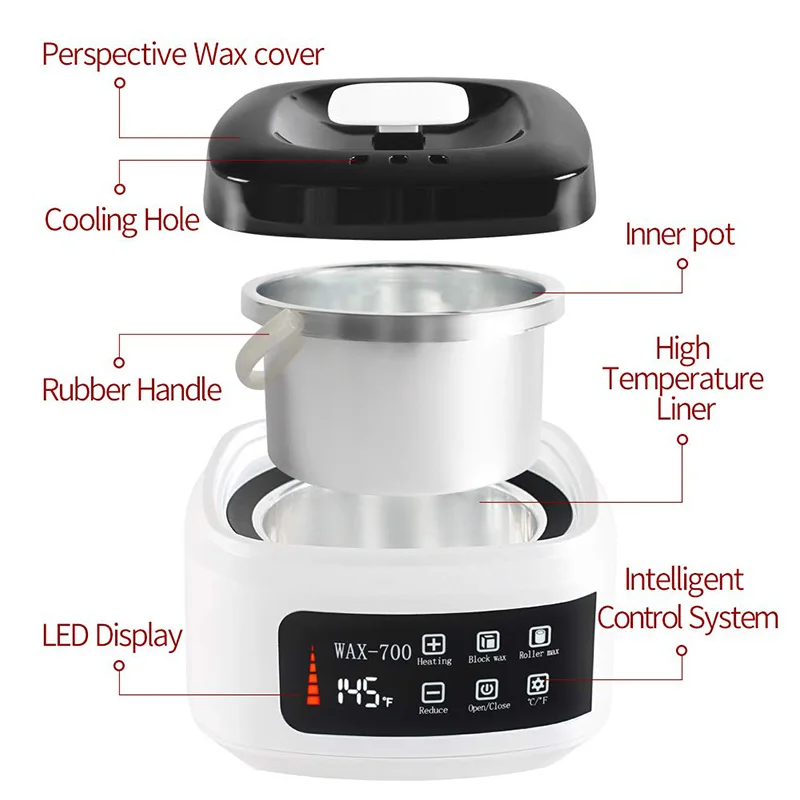 Wax Warmerสำหรับกำจัดขนชุดแว็กซ์จอแสดงผลLEDอัจฉริยะWax Heater Set 4ถั่วขี้ผึ้งHard At Homeชุดแว็กซ์สำหรับสตรี