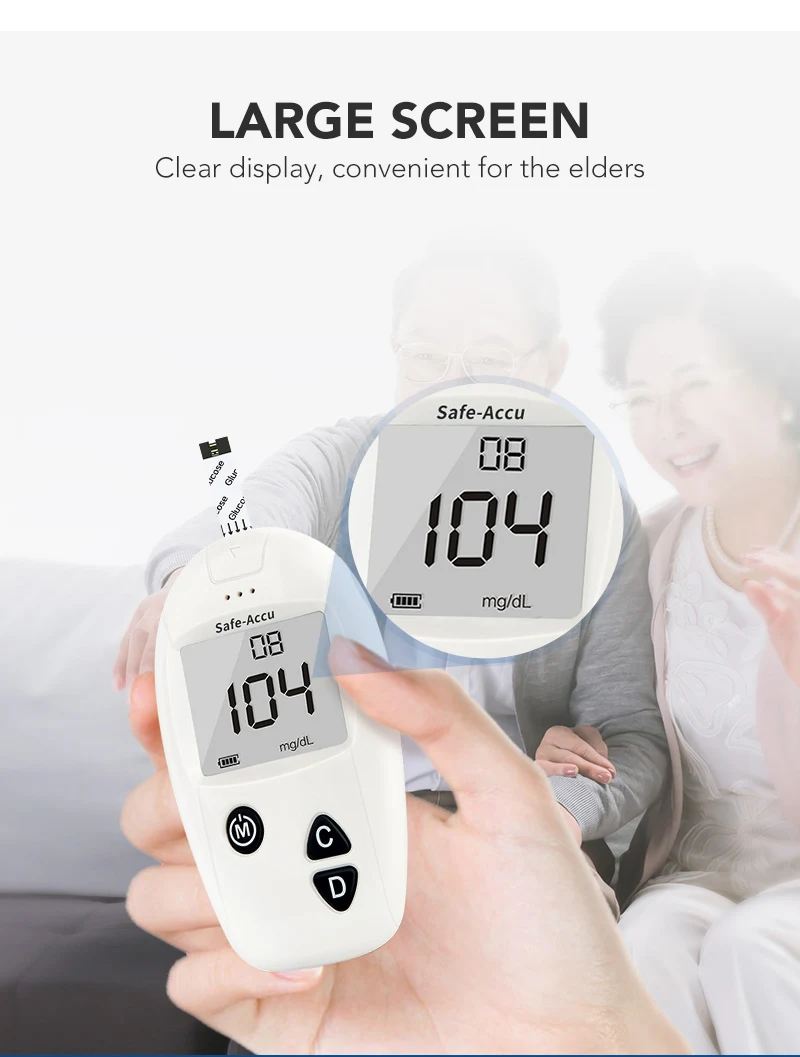 Sinocare Safe-Accu Bloedglucosemeter Glucometer Kit Diabetes Tester 50/100 Teststrips Lancetten Medische Bloedsuikermonitor