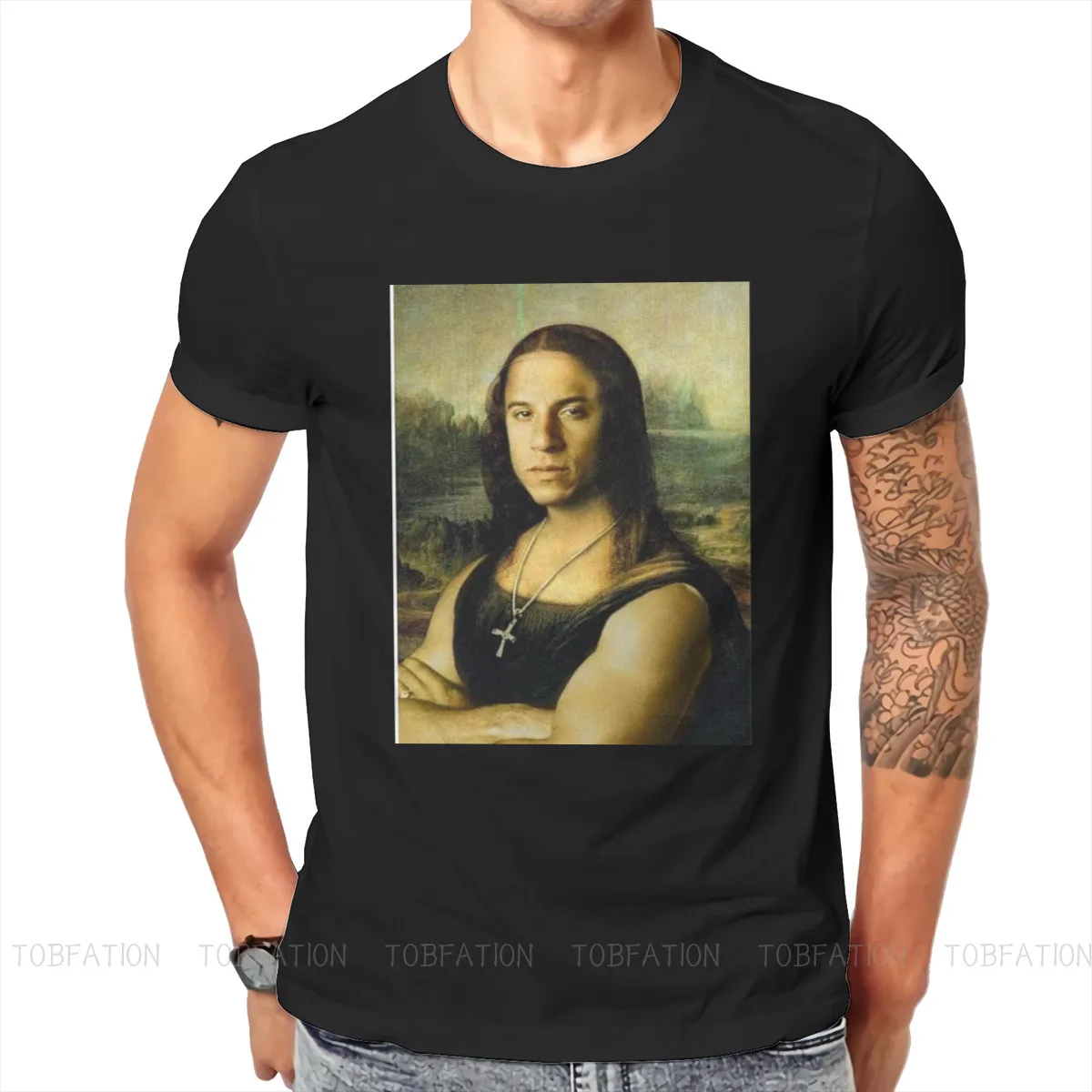 Fast and Furious Film Vin Mona Lisa Tshirt Classic Grunge Men's Tees Tops Loose Cotton O-Neck T Shirt