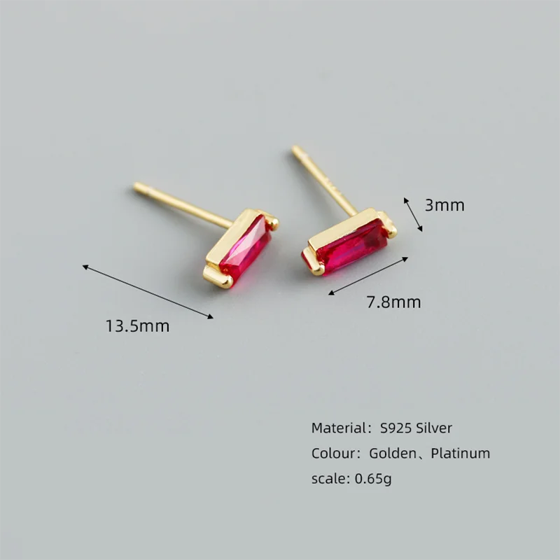 WOOZU حقيقية 925 فضة بسيط مربع ملون الزركون وأقراط للنساء حفلة البوهيمي الهيب هوب مجوهرات هدية #2