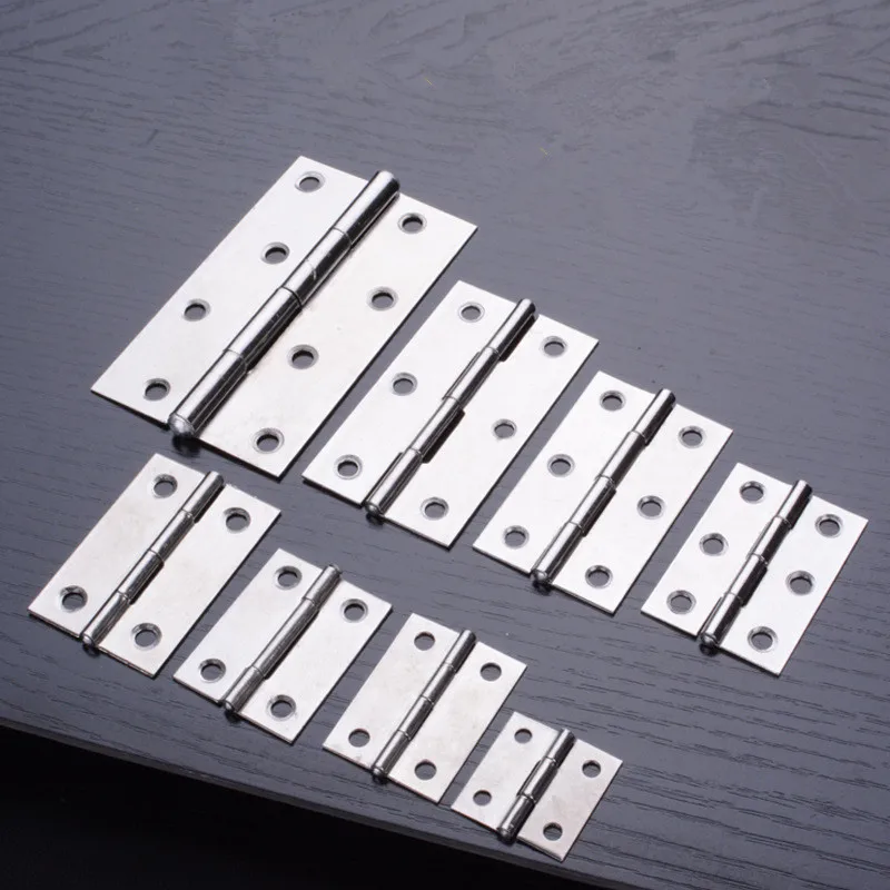 2Pcs Stainless Steel Flat Hinge Cabinet Doors 1/1.5/2/3/4 Inch  Windows Wooden Box Mini