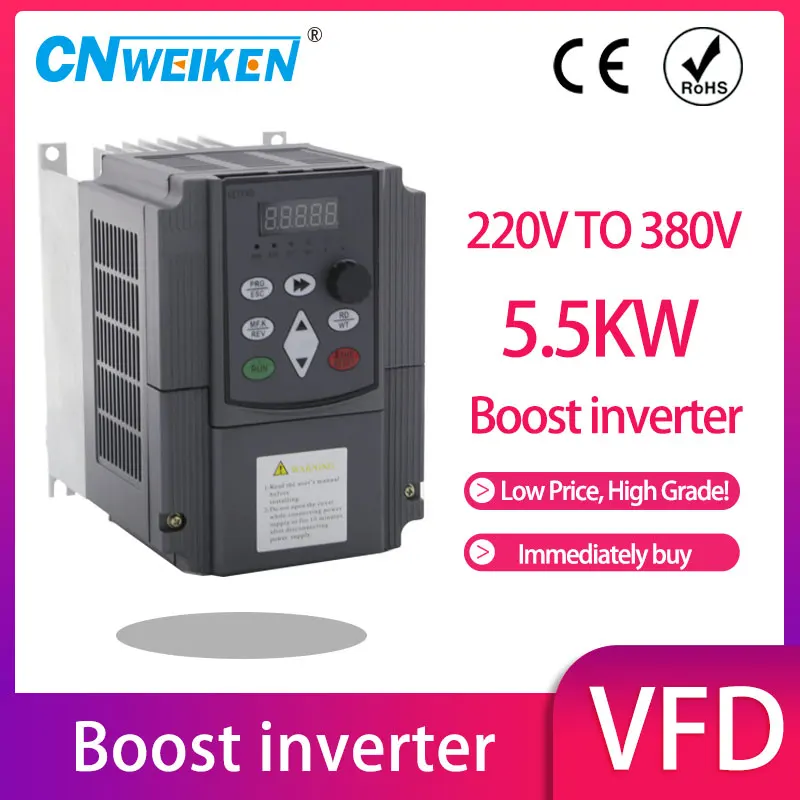 Converter 220v single phase input to 380v three phase Output 11kw 15HP VFD Variable Frequency Drive Inverter